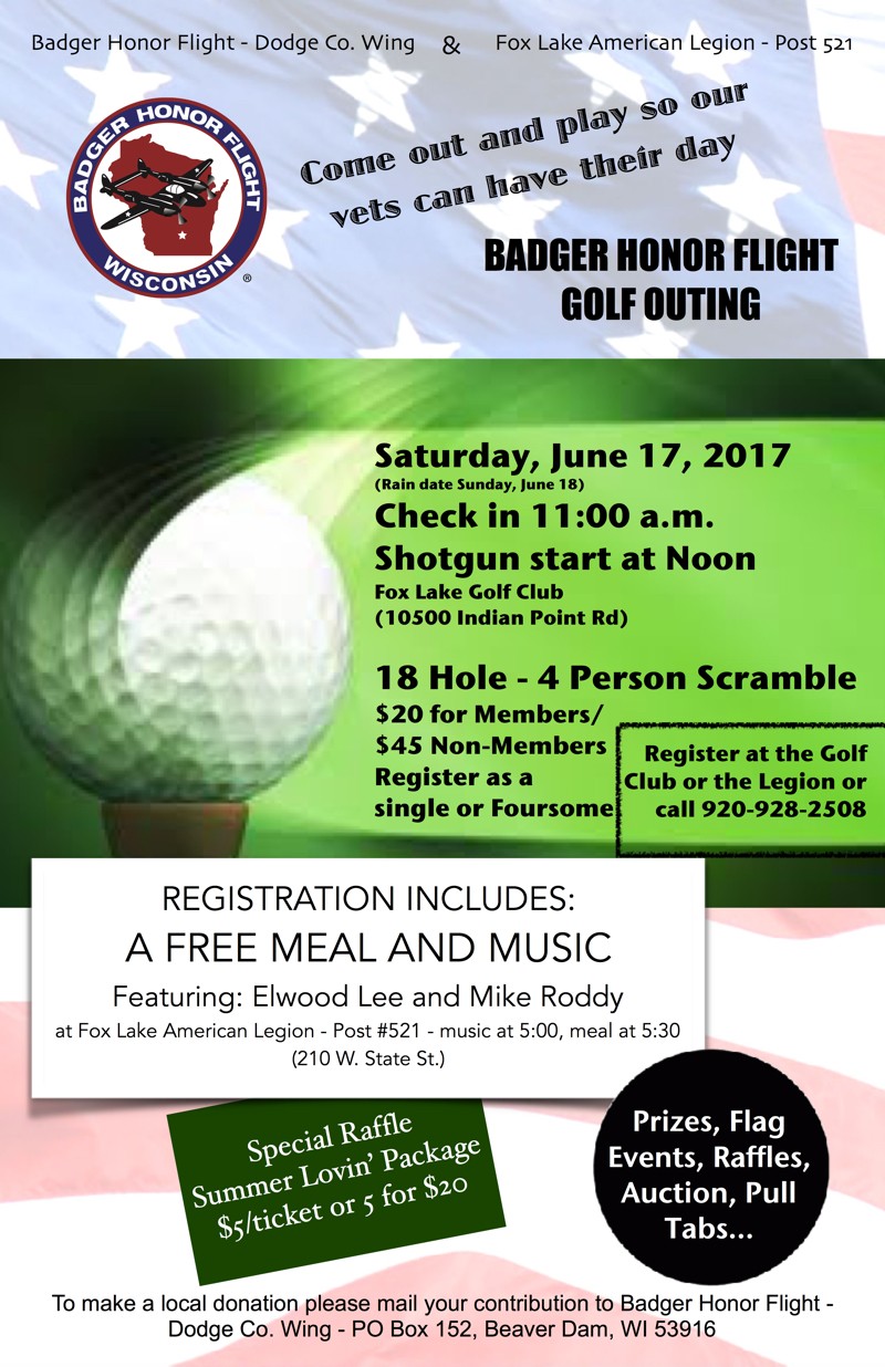 Dodge County Wing Golf Outing @ Fox Lake Golf Club |  |  | 
