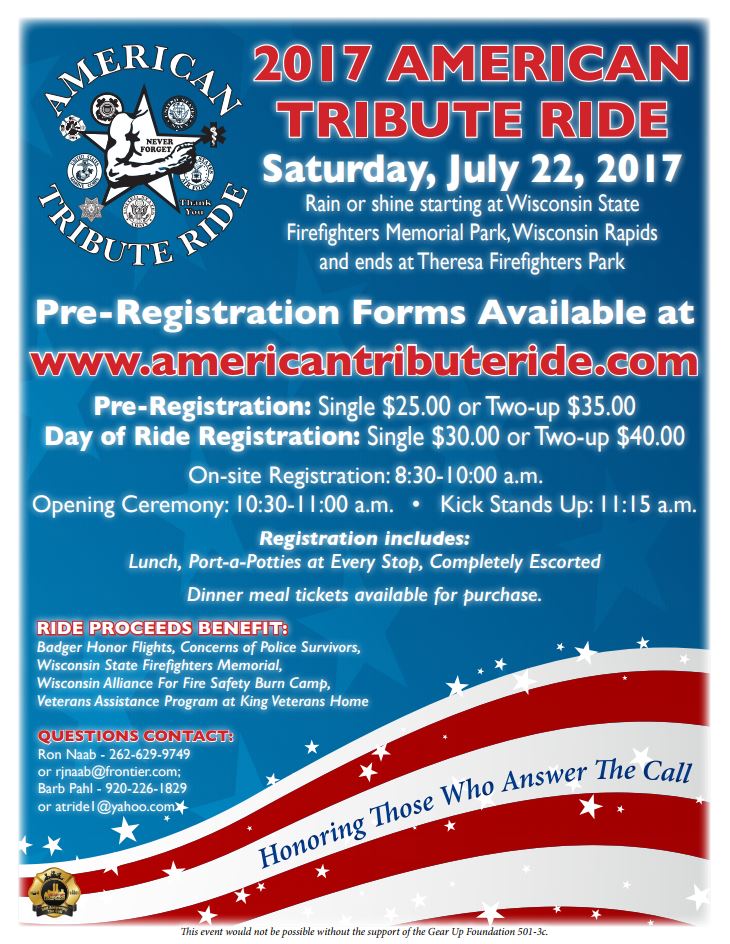 2017 American Tribute Ride @ Wisconsin State Firefighters Memorial |  |  | 