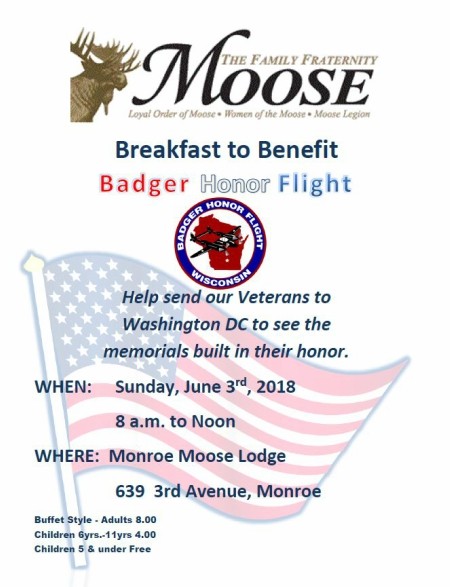 Breakfast to Benefit @ Monroe Moose Lodger |  |  | 