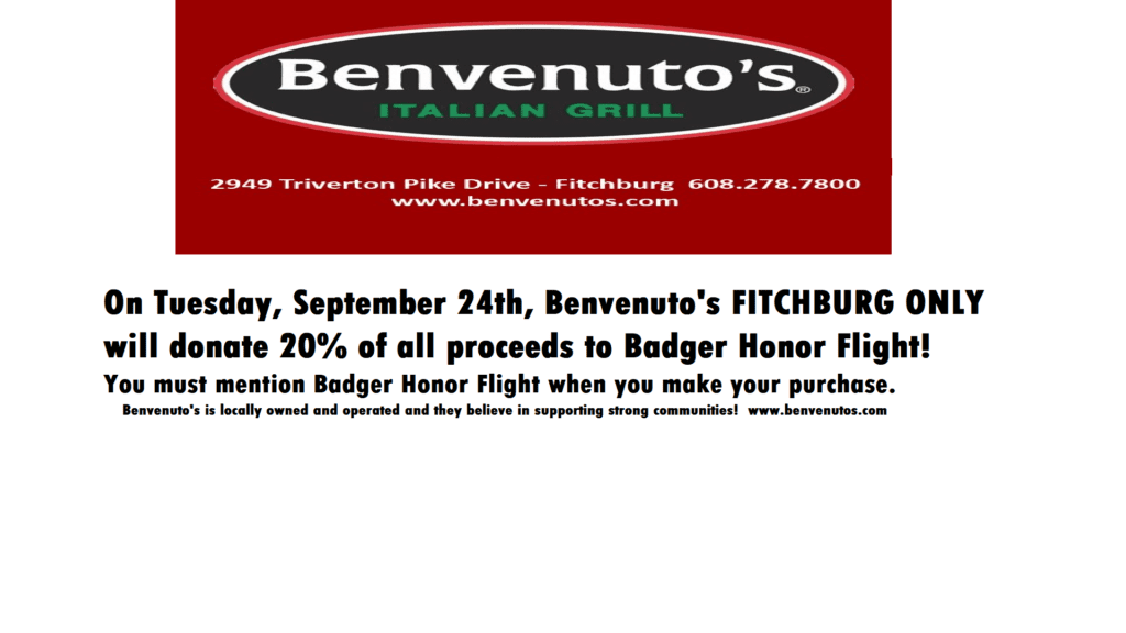 Benvenuto's Fundraiser @ Benvenuto's Fitchburg location ONLY